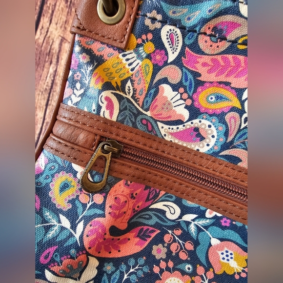 Sakroots Artist Circle Canvas Flat Crossbody Fox Woodland Bag Purse Travel - Picture 7 of 11